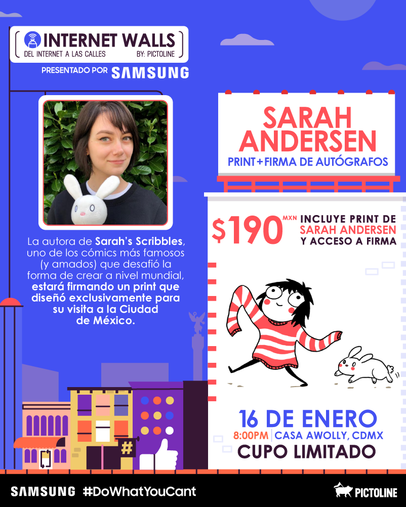 Llegó el momento de nuestra última invitada de #InternetWalls: la gran Sarah Andersen ?Autora de uno de los cómics más famosos y amados del 
