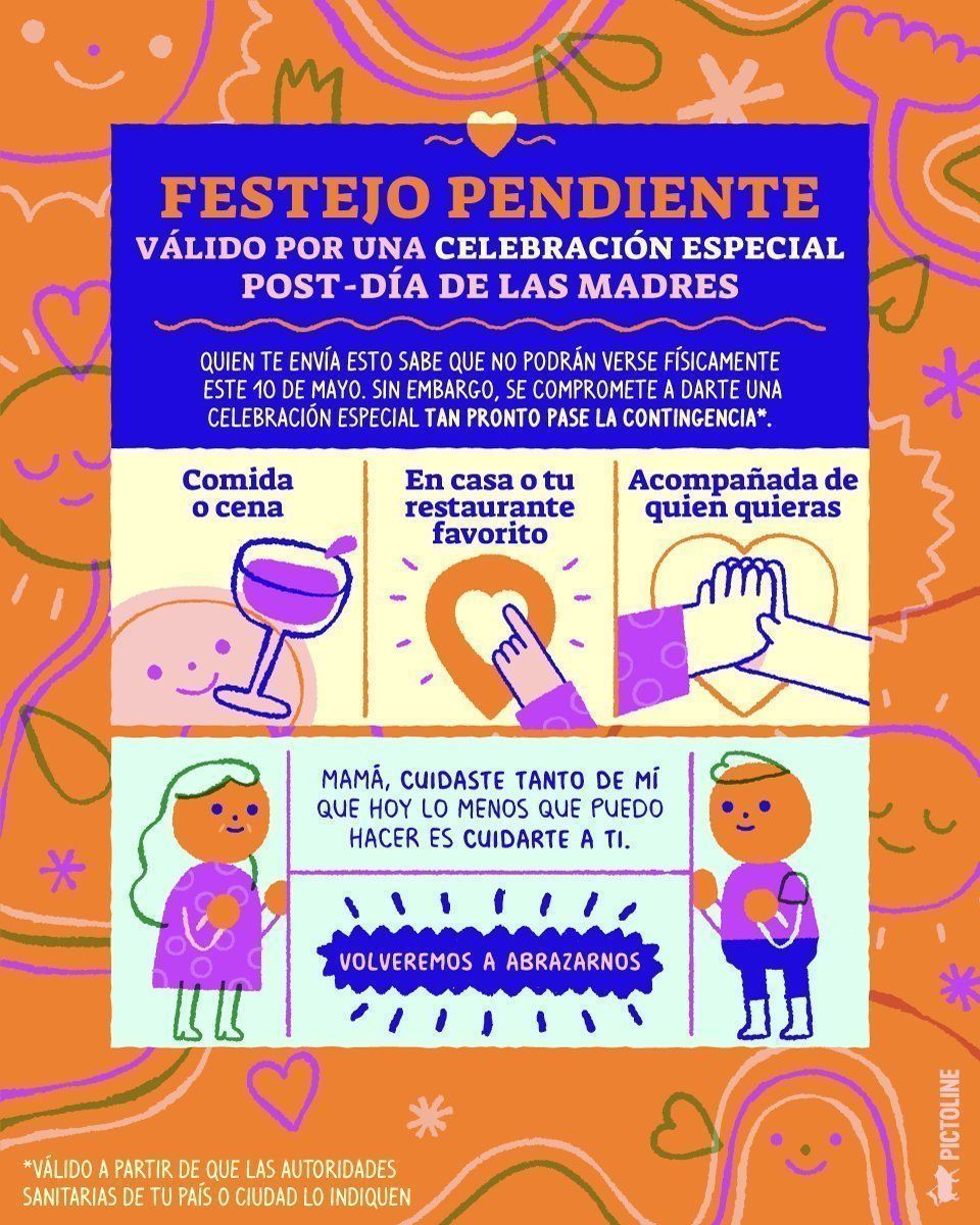 Este año, muchos pasarán el Día de las Madres lejos de sus familias 💔 Si es tu caso, quizá puedes enviarle esto a tu mamá: 💜 Válido por un "festejo pendiente" 💜