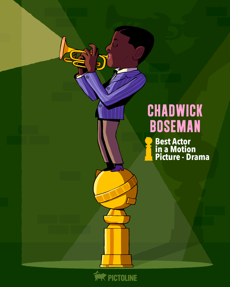 ¡Chadwick Boseman! 🎶💥🎺 ❤️ Mejor actor en “Ma Rainey’s Black Bottom” #GoldenGlobes