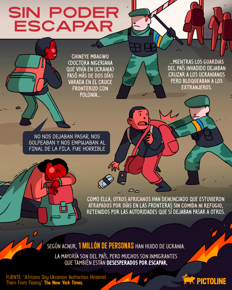 En los últimos días, africanos/as viviendo en Ucrania han denunciado actos de racismo en su contra mientras intentaban escapar de la guerra. Esta es su experiencia: