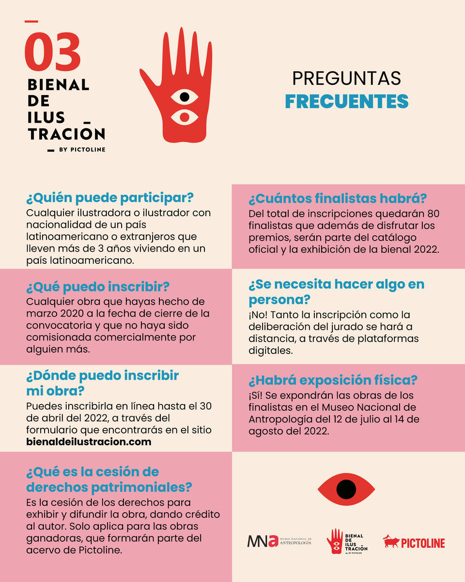 Aquí todo lo que tienes que saber para ser parte de la #BienalDeIlustración 2022 ✋👁 Tienes hasta el 30 de abril para registrar tu obra en: bienaldeilustracion.com