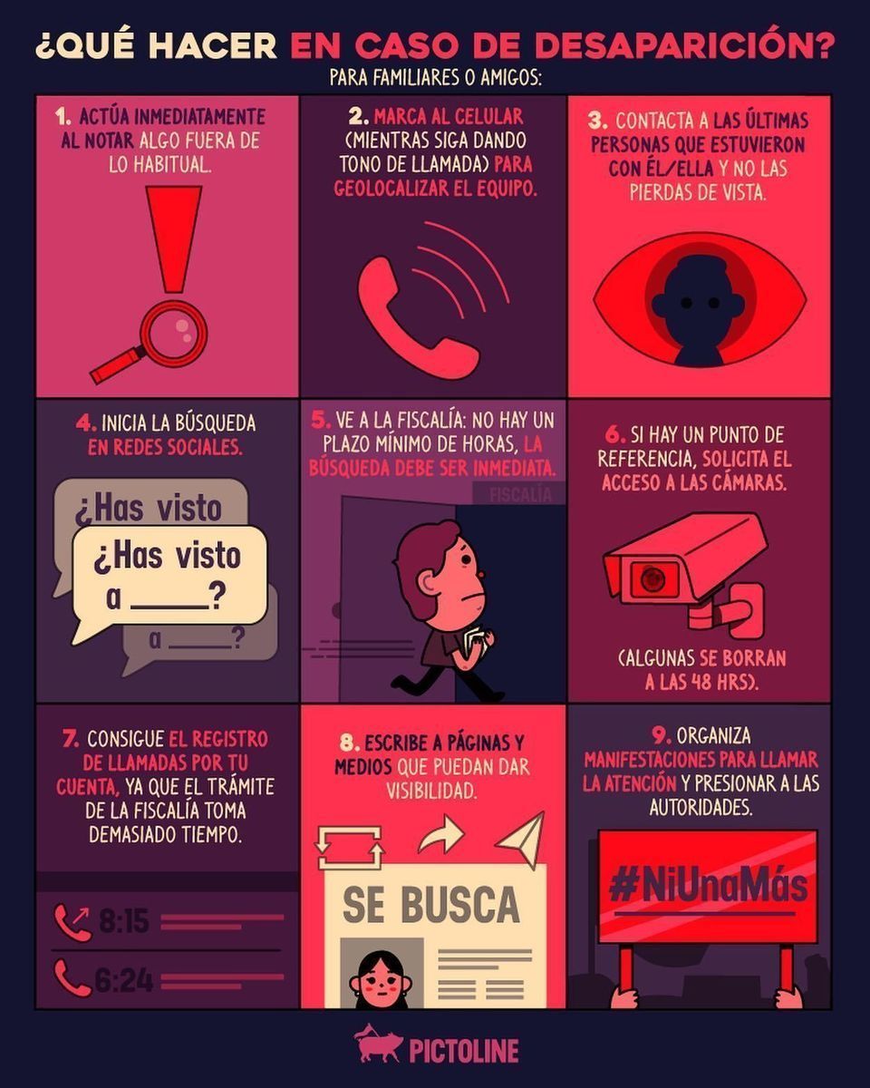 ¿Qué hacer en caso de desaparición? Información necesaria frente a la crisis que se vive en México #desaparecida #mexico #desaparición #informacion #prevencion #busqueda #niunamenos