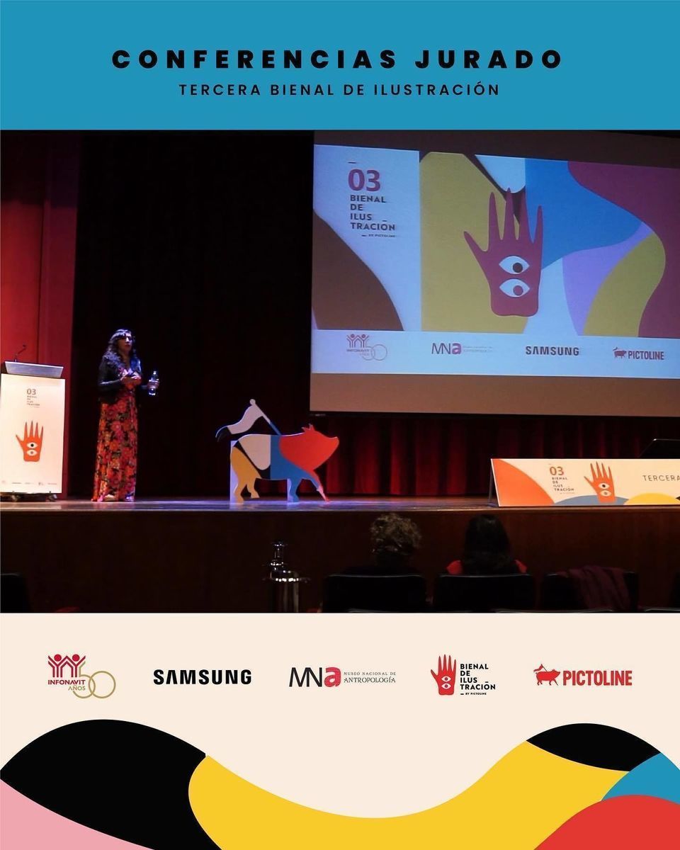 ¡El jurado de la Bienal, conformado por Françoise Mouly (The New Yorker), y las ilustradoras Hsiao-Ron Cheng y Camille Rose Garcia, compartieron sus vivencias en el mundo creativo durante las conferencias de la Tercera #BienalDeIlustración! #bienal