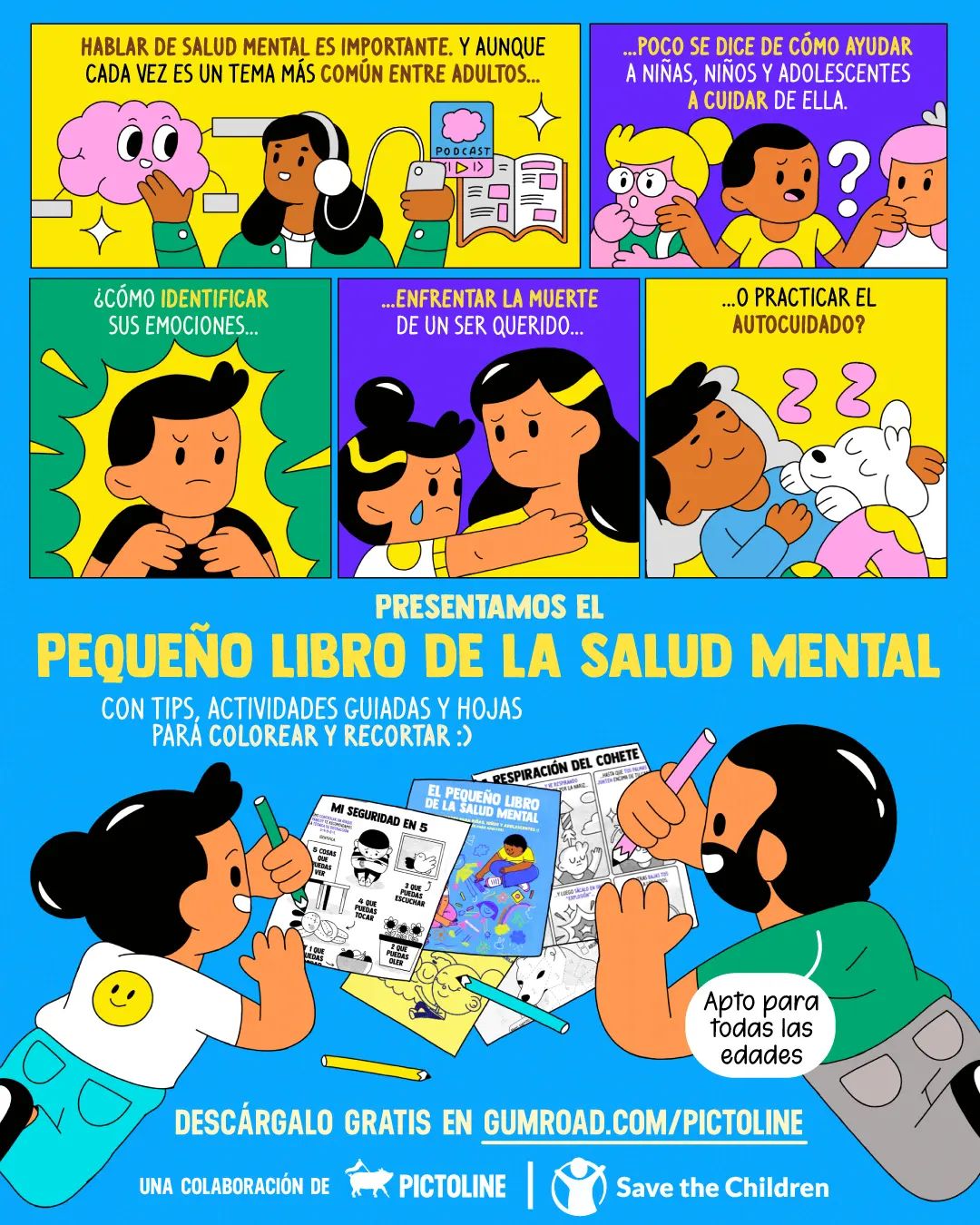 ¿Te cuesta identificar tus emociones? 😓¿Buscas superar un duelo? 😔 Quizá el ✨ Pequeño libro de la salud mental ✨ te puede ayudar: un libro digital con actividades para todas las edades 🖍️📚 Descárgalo gratis en gumroad.com/pictoline Una colabor