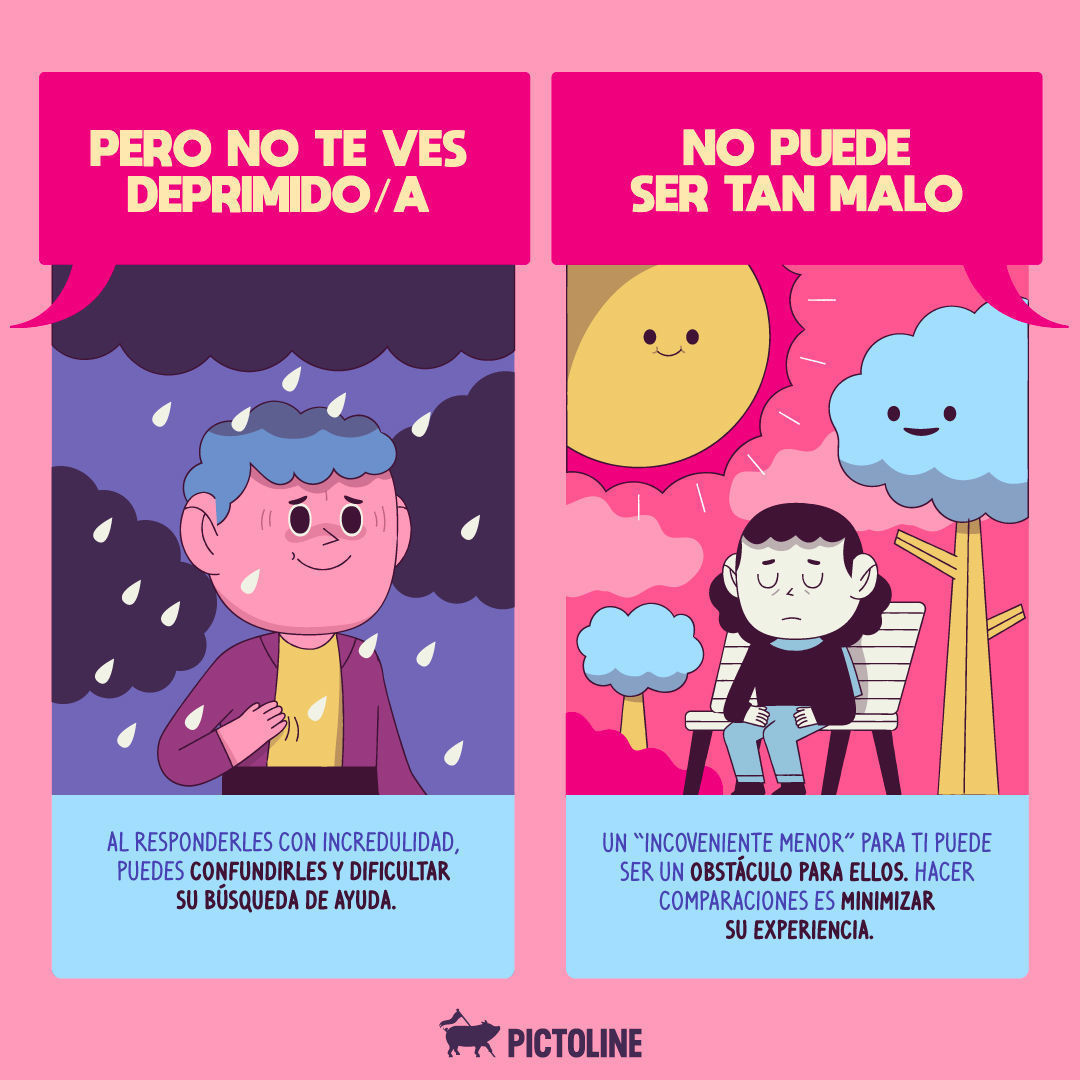 A veces, con la intención de ayudar a alguien con depresión, decimos algunas frases que al final pueden hacerle sentir mal sin querer 😞Estas son algunas que es mejor evitar:#DíaMundialDeLaLuchaContraLaDepresión