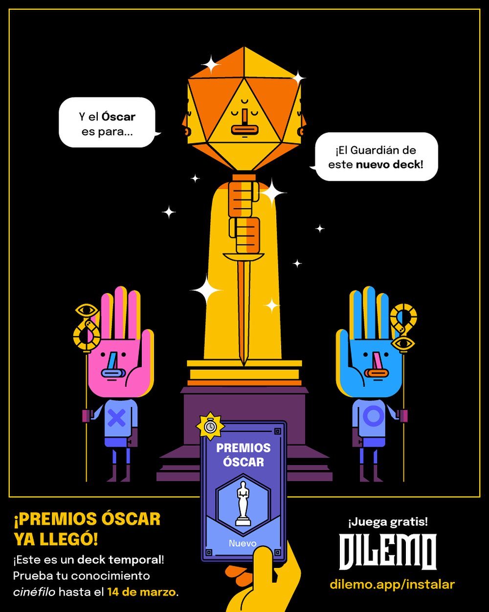✨🎥 Y el Óscar es para... ¡el Guardián más cinéfilo! 🎬✨ Pon a prueba tus conocimientos de CINE y conviértete en Guardián de este deck temporal 🍿 Descárgalo gratis (Link en bio) #Oscars2023 #cinefilo #dilemo #trivia #videogames #oscars #games #j