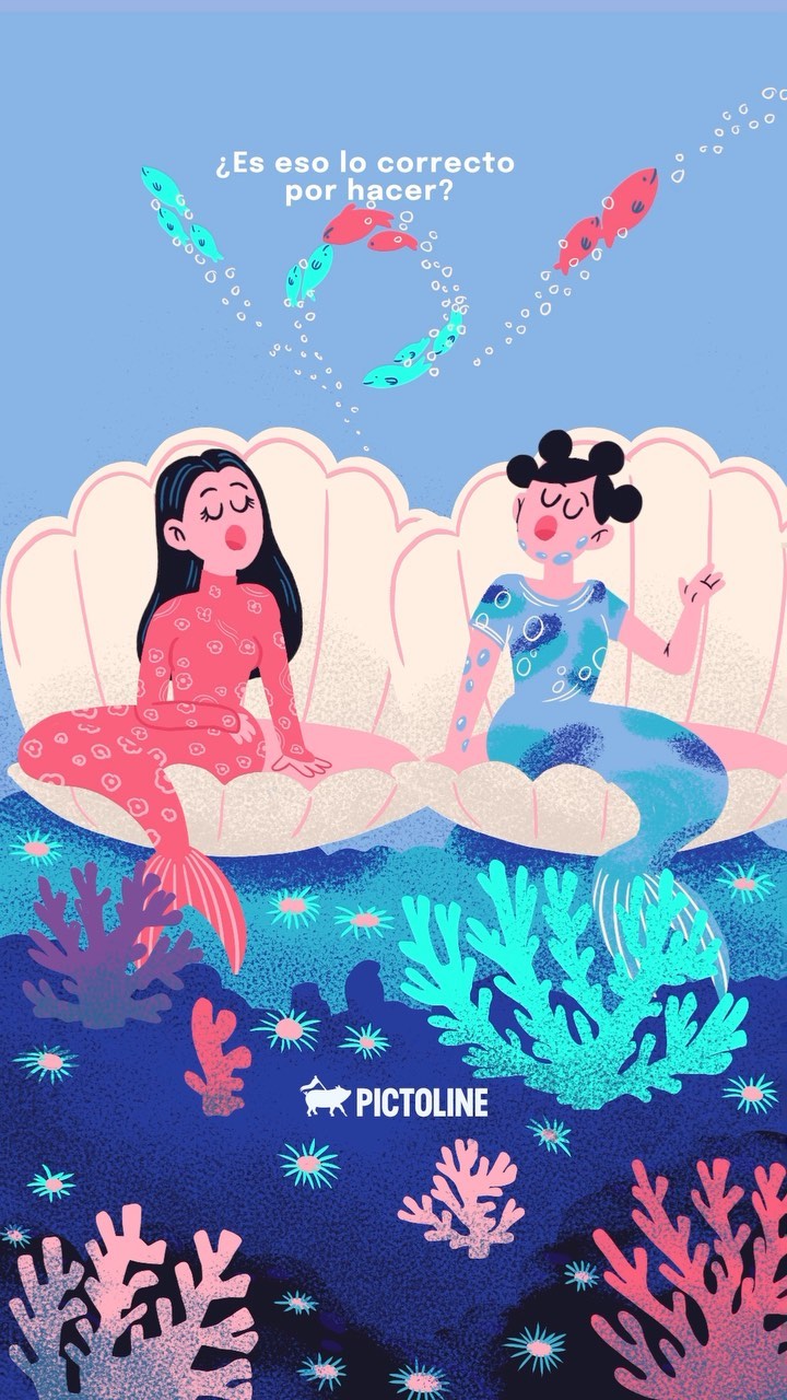 Rosalía y Björk en modo “sirenas guardianas del mar” 🧜‍♀️es de lo más bonito de octubre 😍💙🐠 #bjork #rosalia #rosaliaybjork #newsong #sirenas