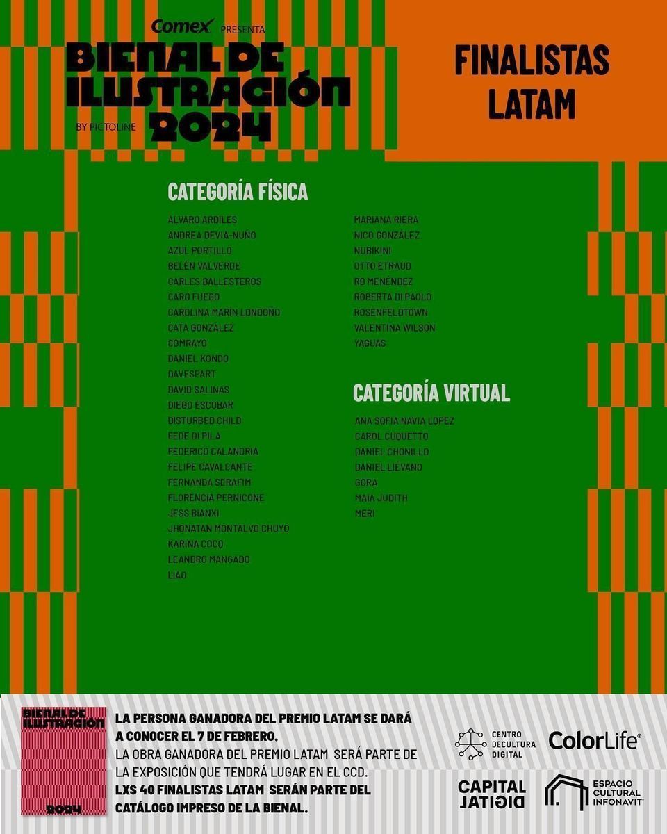La tarea de elegir solo 80 obras del mar inagotable de ilustración mexicana no fue nada fácil. Con mucho cariño y orgullo, presentamos a lxs finalistas de la Bienal de Ilustración 2024 y a lxs 40 finalistas del PREMIO LATAM. Gracias a nuestro gran 