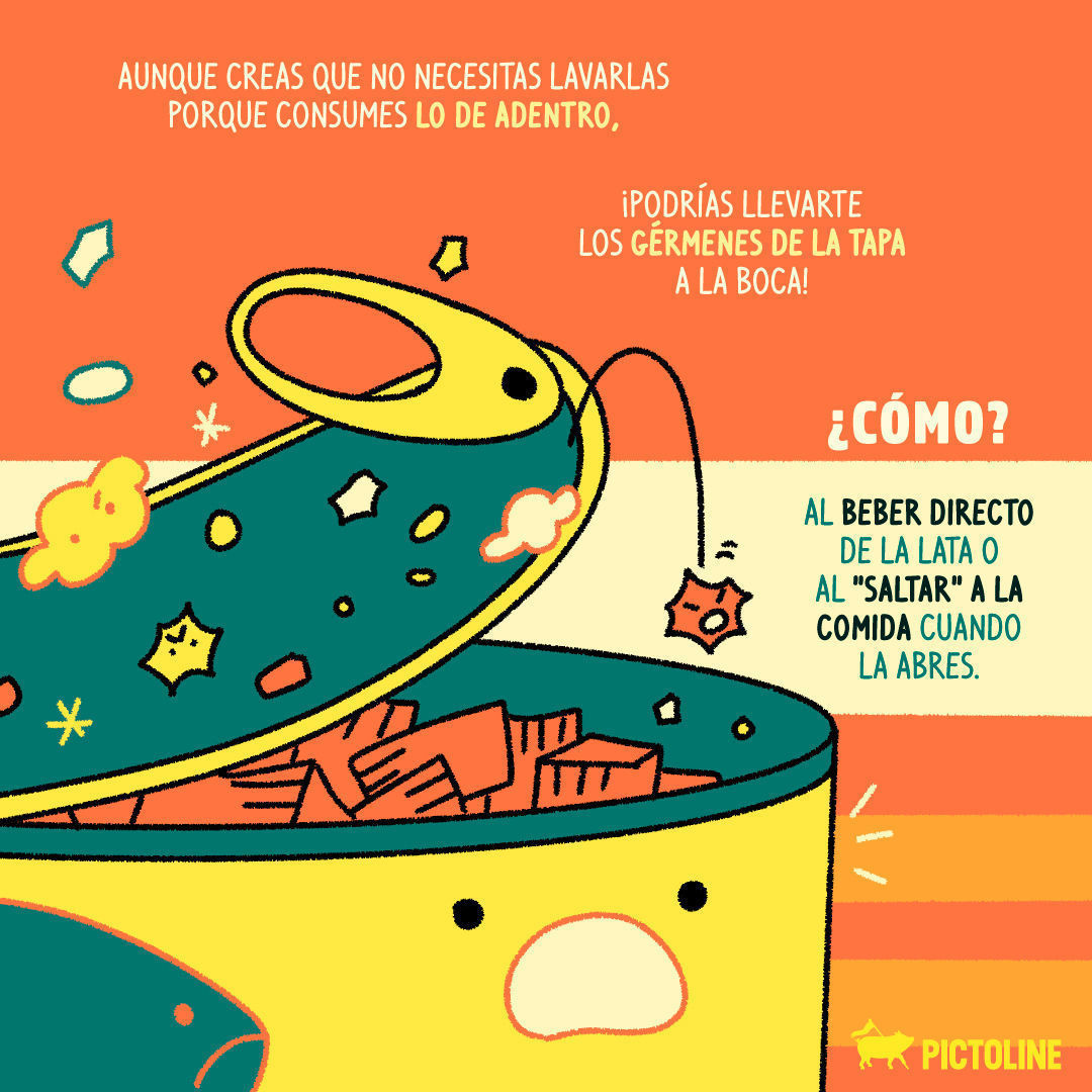 ¿A los cuántos años te enteraste que lavar las latas antes de abrirlas es un hack básico para la vida? 😲🧼🧽 Te decimos por qué y cómo limpiarlas 👁️👄 👁️⁣ #Latas #Limpieza #Desinfectar #lavar #pictoline