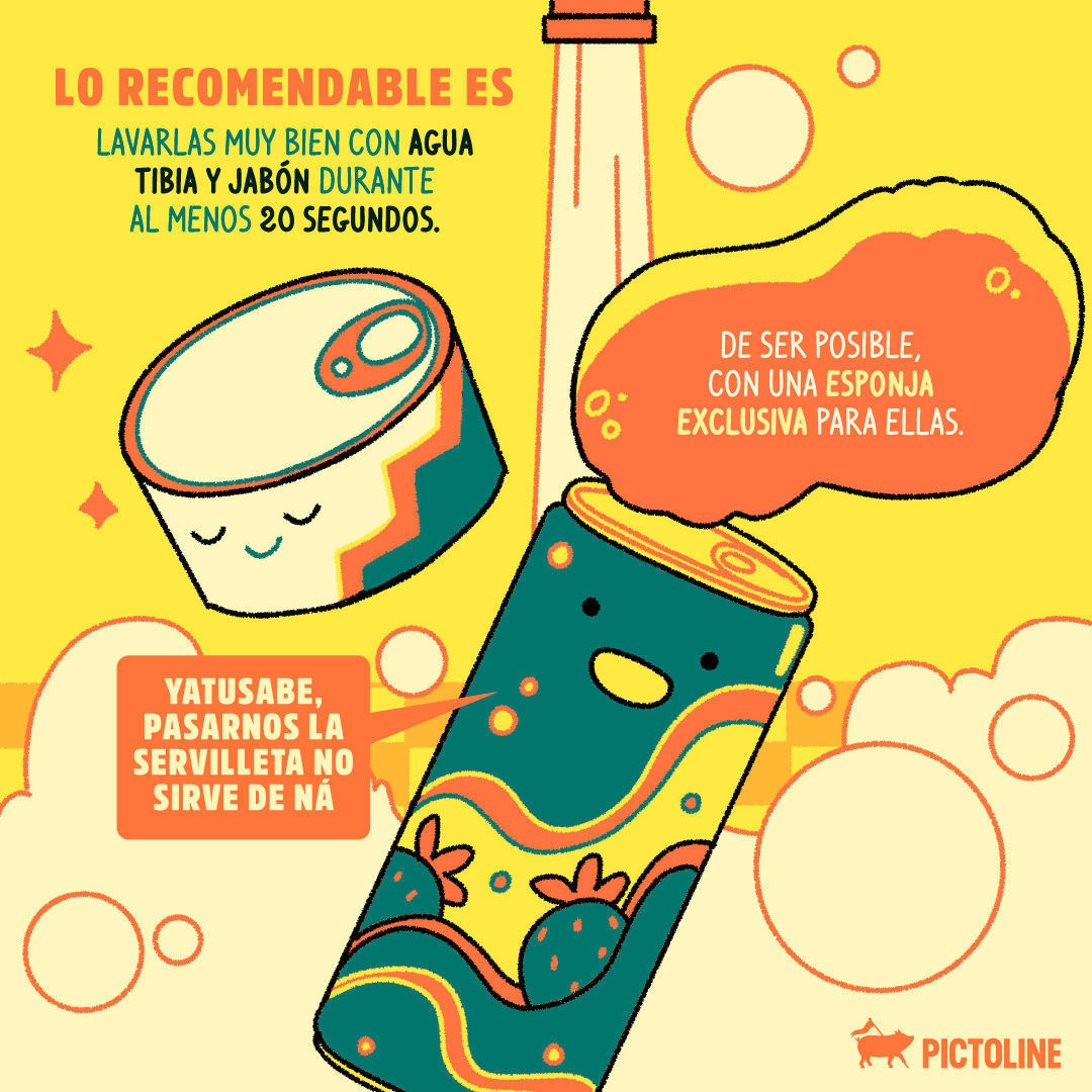 ¿A los cuántos años te enteraste que lavar las latas antes de abrirlas es un hack básico para la vida? 😲🧼🧽 Te decimos por qué y cómo limpiarlas 👁️👄 👁️⁣ #Latas #Limpieza #Desinfectar #lavar #pictoline
