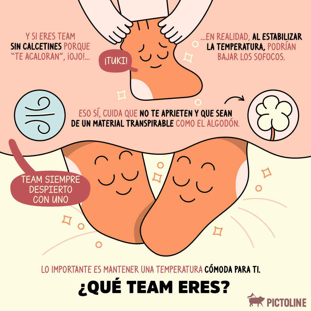 La ciencia: un consejo para dormir mejor es usar calcetines 🛏️🧦🤓⁣ El team dormir sin calcetines: noooo 👁️👄👁️ 🥵⁣ ⁣ #DormirMejor #TipsParaDormir #SueñoReparador #HabitosSaludables #DormirConEstilo #Pictoline
