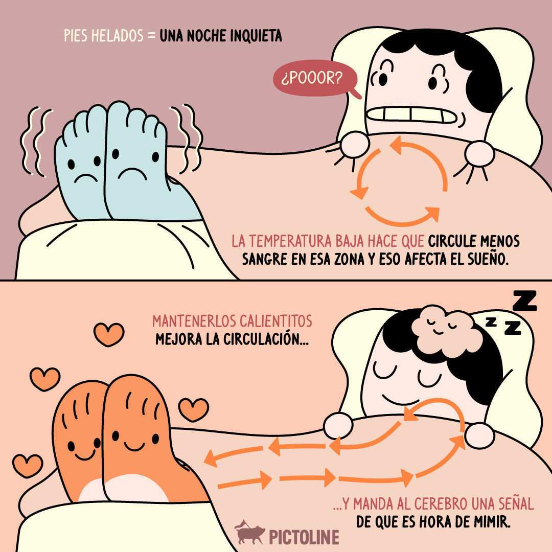 La ciencia: un consejo para dormir mejor es usar calcetines 🛏️🧦🤓⁣ El team dormir sin calcetines: noooo 👁️👄👁️ 🥵⁣ ⁣ #DormirMejor #TipsParaDormir #SueñoReparador #HabitosSaludables #DormirConEstilo #Pictoline