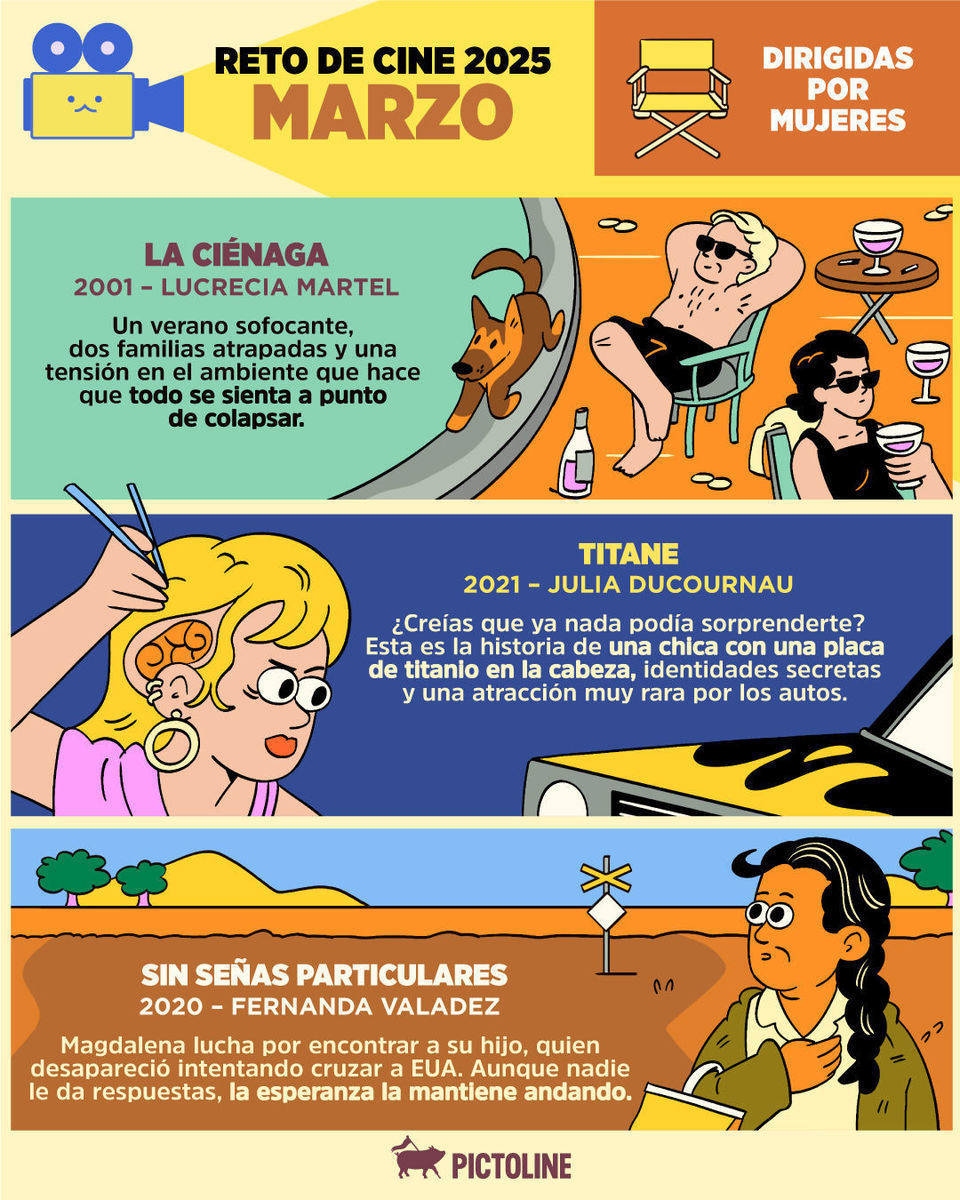 🎬 El reto de marzo es ver historias dirigidas por mujeres 👩‍💼🎥 ¿Cuáles pelis agregarías en esta categoría cinéfila? 💜🎞️⁣ ⁣ #RetoDeCine2025 #Cine #Mujeres #AmantesDelCine #Directoras #Películas #Pictoline