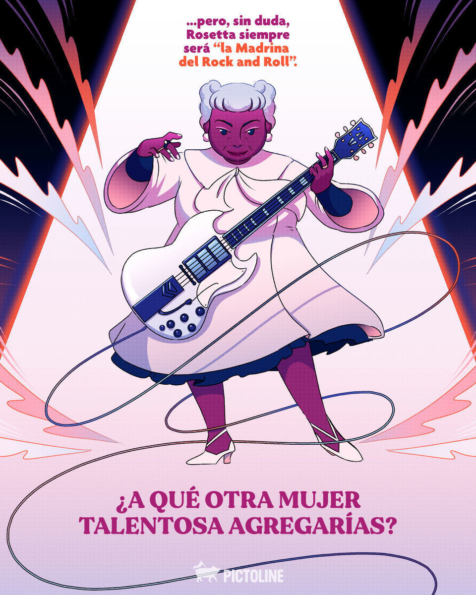 De la serie “Artistas invisibilizadas en la historia”, hoy hablamos de Rosetta Tharpe, la pionera del Rock and Roll que hizo magia con su guitarra 🪄🎸 #RosettaTharpe #MadrinaDelRock #MujeresEnLaMúsica #MujeresEnLaHistoria #PionerasDelRock #RumboAl