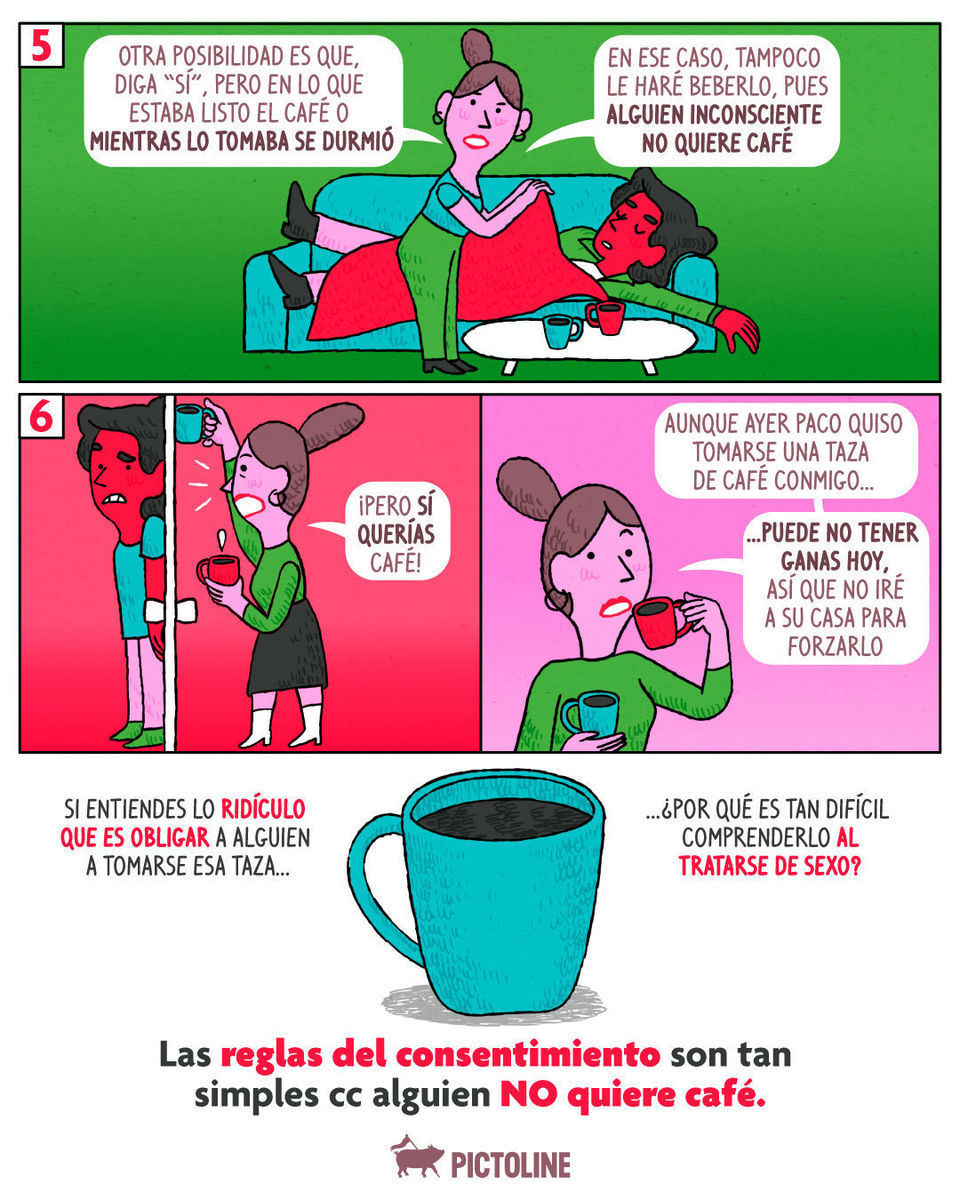 ☕ Una metáfora que deja muy claro que el consentimiento es cuando ambas partes están de acuerdo ☑️🤝⁣ ⁣ #ConsentimientoEsClave #ConsentimientoClaro #DerechosSexuales #CulturaDeConsentimiento #AutonomíaCorporal #Pictoline
