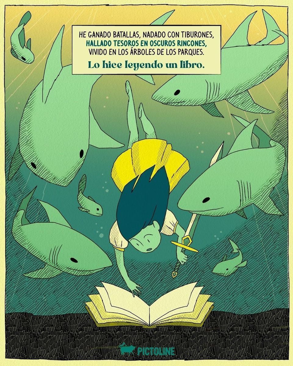🌍 ¿A cuántos mundos te ha hecho viajar un libro? 📚💖⁣ ⁣ #díadellibro #booktok #lecturaviajera #poemailustrado #lauramucha #celebración #pictoline
