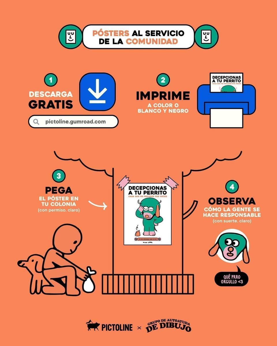 ¿Cuál de estos problemas te toca más seguido: 💩🐶❗, 🧻➡️🚽 o 🚫🚗? Si enfrentas uno (¡o todos!), diseñamos unos pósters para que los pongas donde más te sirvan 🫡 Búscalos cada miércoles en Chilango diario 🗞️ o descárgalos ✨GRATIS ✨ en pictoline