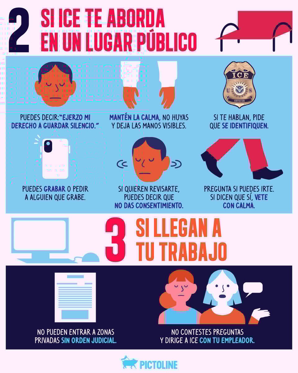 🚨 ¿Qué hacer ante las redadas de ICE? 🛑 #losangeles #humanrights #sociedad #política #actualidad #pictoline