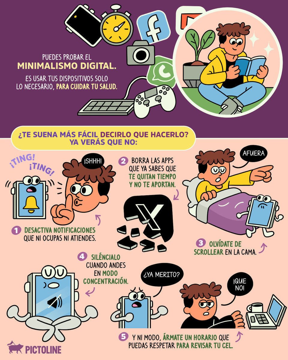 🕥🥱🤳 Si ya abriste Instagram, cerraste, abriste TikTok, cerraste y regresaste a Instagram… esto es para ti 👉 #minimalismodigital #higienedigital #bienestar #cansanciomental #saludmental #Pictoline