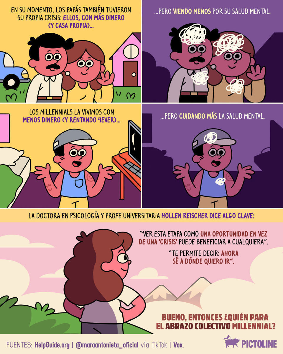 😬 Millennials llegando a la crisis de la mediana edad like 🙃🫠😩😭⁣ ⁣ #millennials #midlifecrisis #crisis #lol #saludmental #terapia #ansiedad #adulting #sociedad #pictoline
