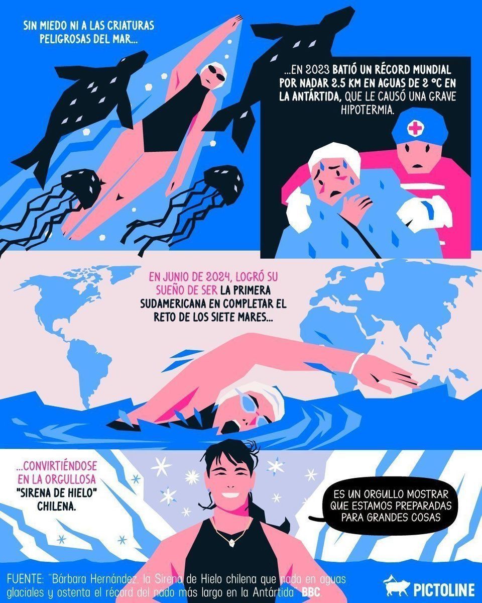 🧜‍♀️❄️ La “Sirena de Hielo” chilena no solo completó el reto de los siete mares 🌎, sino que también nos inspira a seguir nuestros sueños 🇨🇱👊⁣ ⁣ #sirenadehielo #deportes #sociedad #historias #chile #natación #sirena #record #orgullolatino #picto