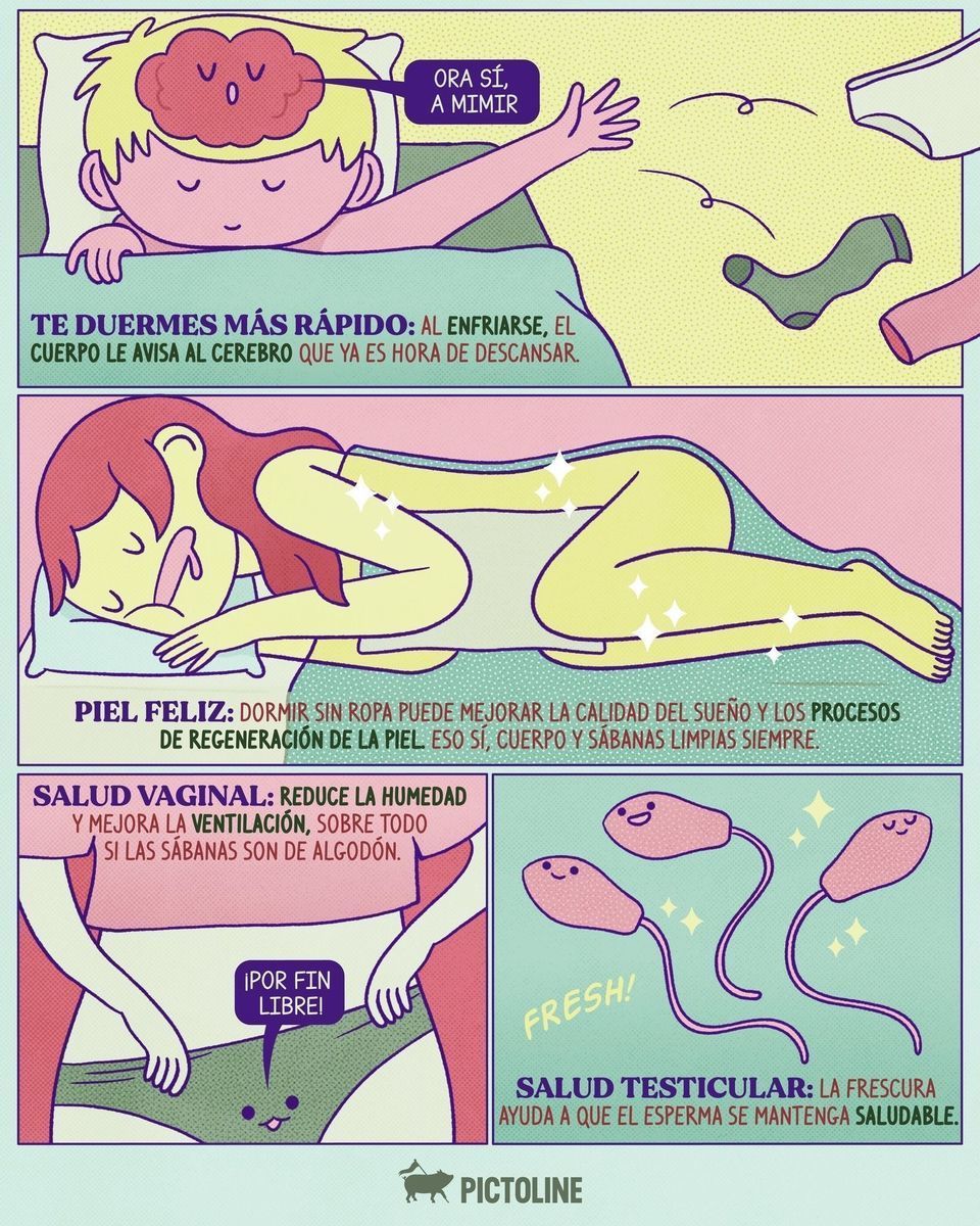 🛌 ¿Team pijama o sin nada? 👇 #dormir #sueño #datoscuriosos #sleepbetter #salud #higienedelsueño #oxitocina #pictoline