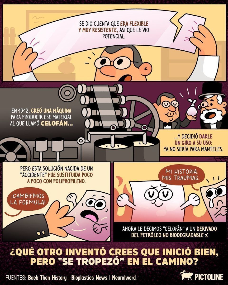 El “así empezó y así va” del celofán con el que envuelves tus flores, regalos y dulces 💐🎁🍬 #historia #ciencia #cultura #inventos #curiosidades #datoscuriosos #pictoline