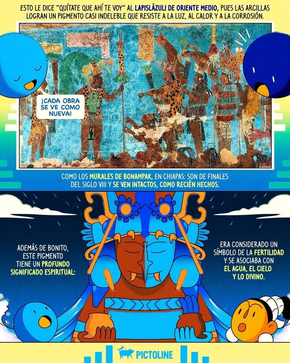 El azul maya nos dio historia, color y duración 💙✨🖌️ #historia #color #cultura #colores #azulmaya #pigmento #arte #artemaya #pictoline