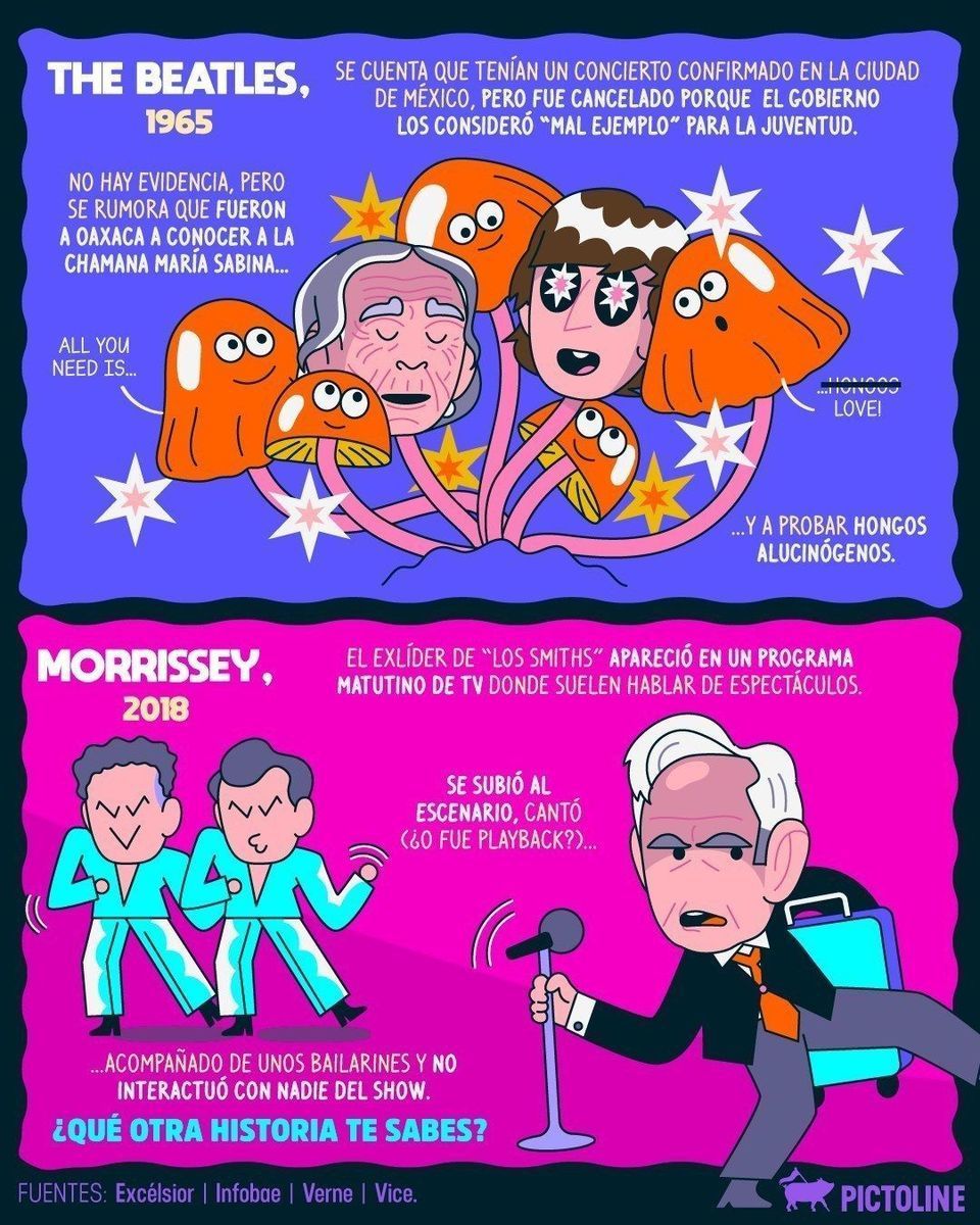 🙃 México será lo que sea, pero las risas nunca nos faltan 😆🇲🇽⁣ ⁣ #mexicomagico #surrealismo #surrealismo_mx #méxico #musicos #radiohead #thebeatles #morrisey #katyperry #entretenimiento #humor #pictoline