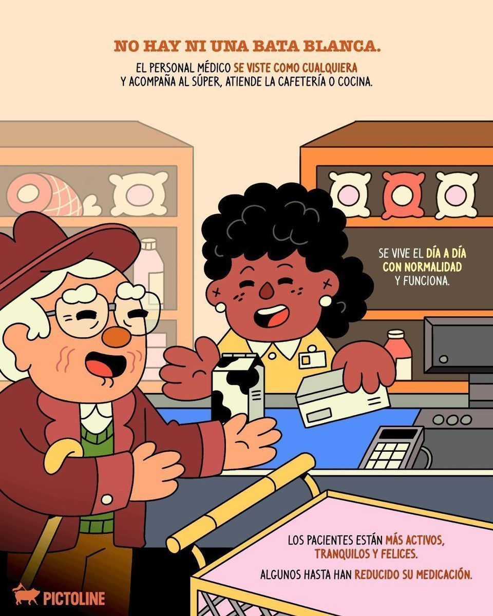 Hogeweyk es un pueblo donde vivir con demencia no significa perder la vida, sino recuperarla 🧠❤️‍🩹 #hogeweyk #alzheimer #paisesbajos #sociedad #salud #bienestar #comunidad #pictoline