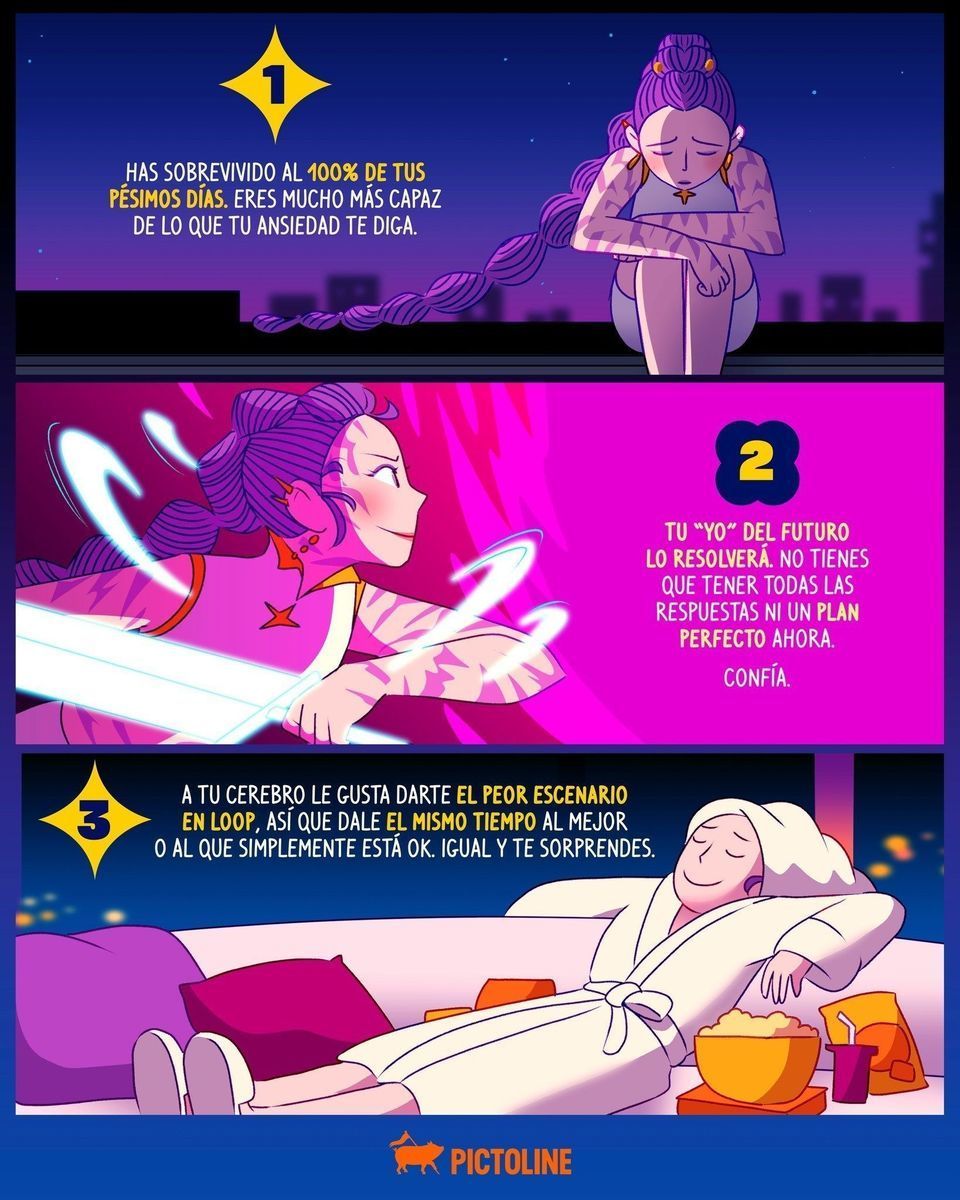 Ansiedad: “Vas a fallar”. Realidad: “Ya me la rifé mil veces y aquí sigo” 🔥 #ansiedad #anxiety #saludmental #recordatorio #emociones #pictoline