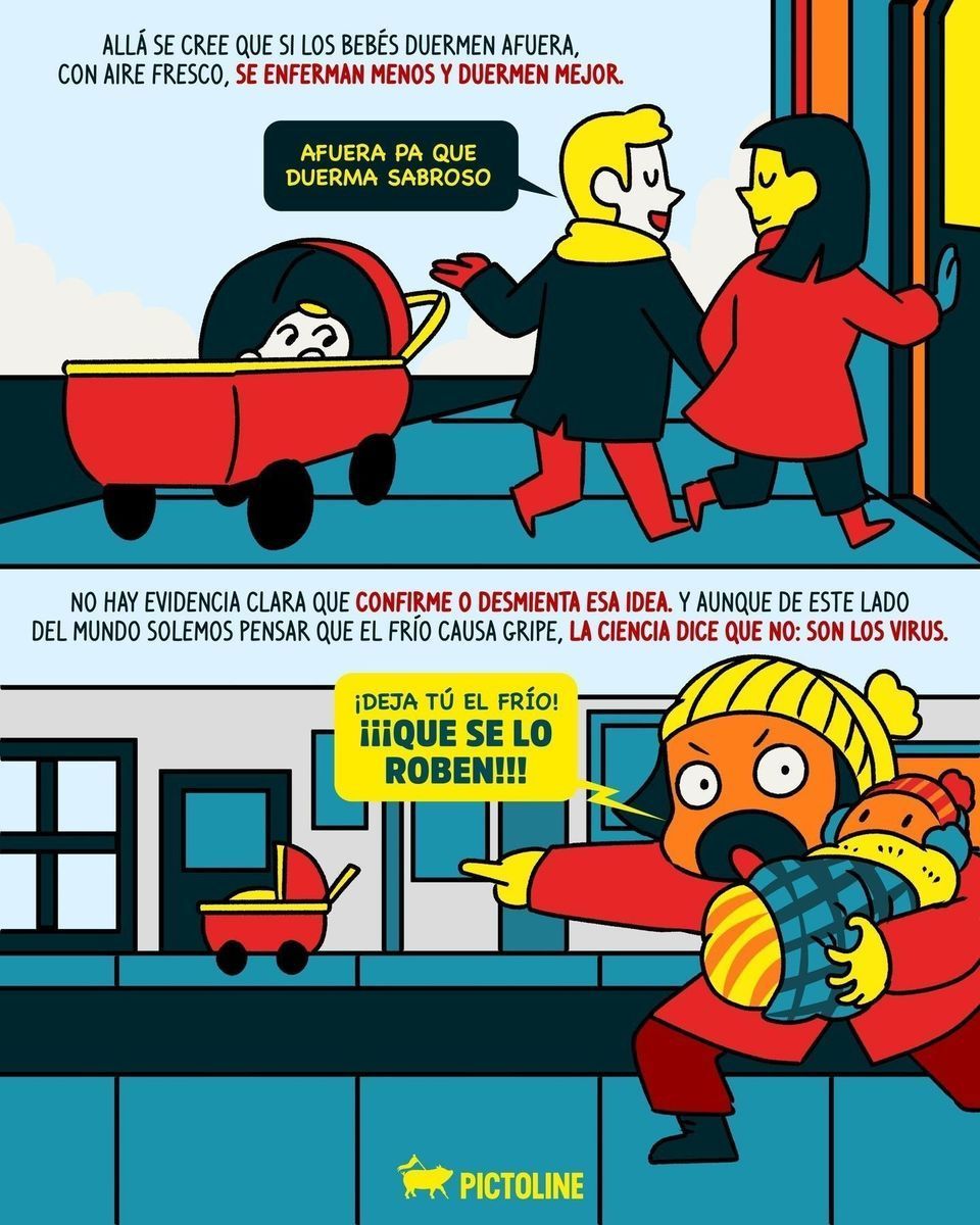 🥶 Infarto colectivo latinoamericano en 3… 2… 1 😨⁣ ⁣ #frío #costumbres #paisesnordicos #latam #bebés #airelibre #dormir #cultura #sociedad #ciencia #pictoline