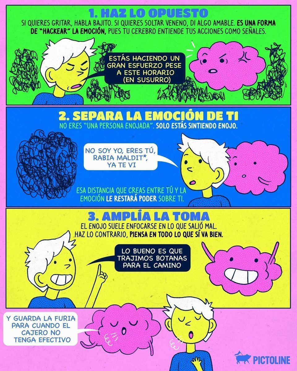 ¿Gestionar mejor el enojo? 💢🤬 Acá tres estrategias más allá de solo meditar y respirar 🤌 #emociones #saludmental #gestionemocional #enojo #ira #emocionesysentimientos #gestiondeemociones #pictoline