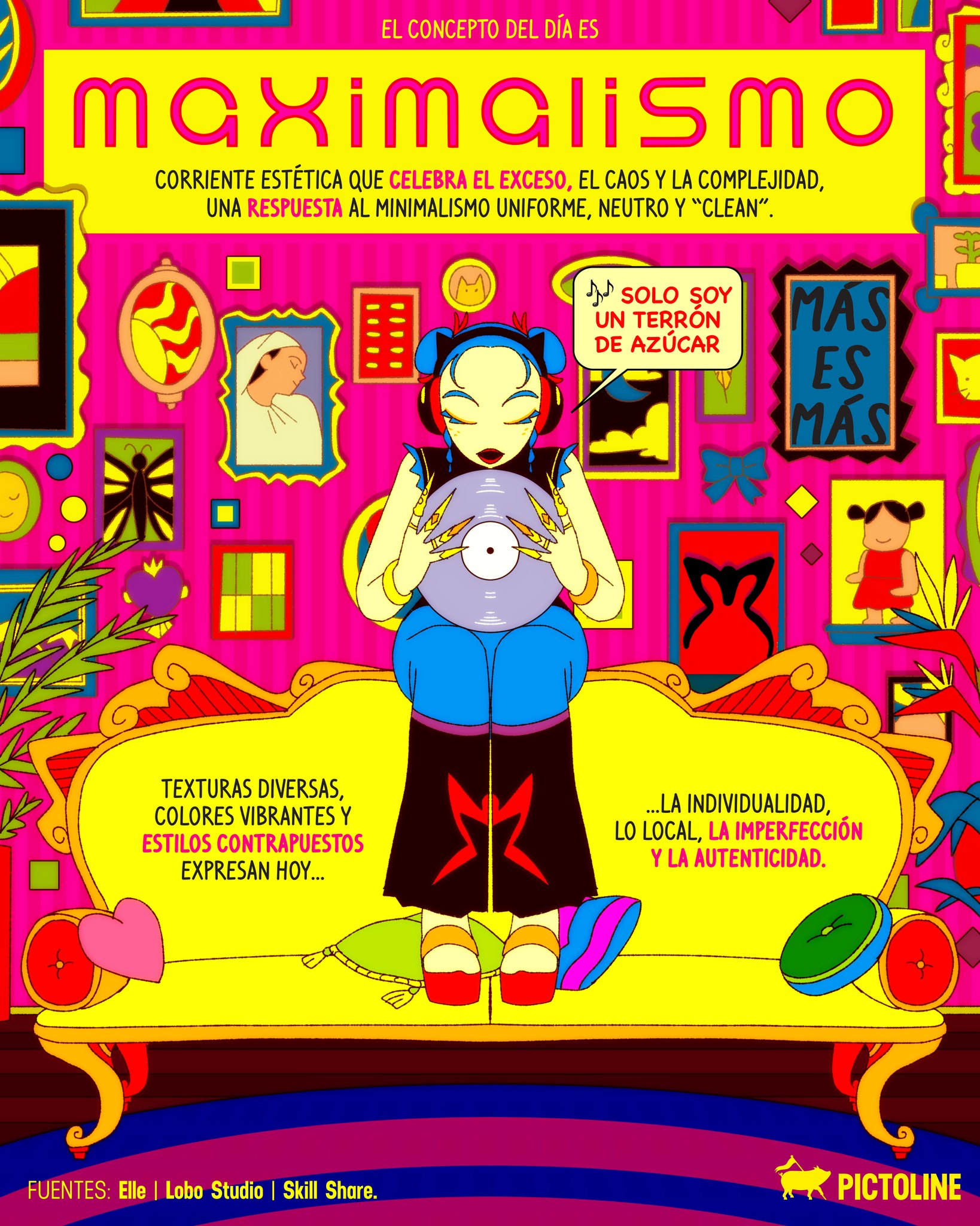 Tú tan “clean” y yo tan vibrante y maximalista… 🌺🍉🌈💅 #maximalismo #rosalia #maximalism #tendencias #moda #música #decoracion #pictoline