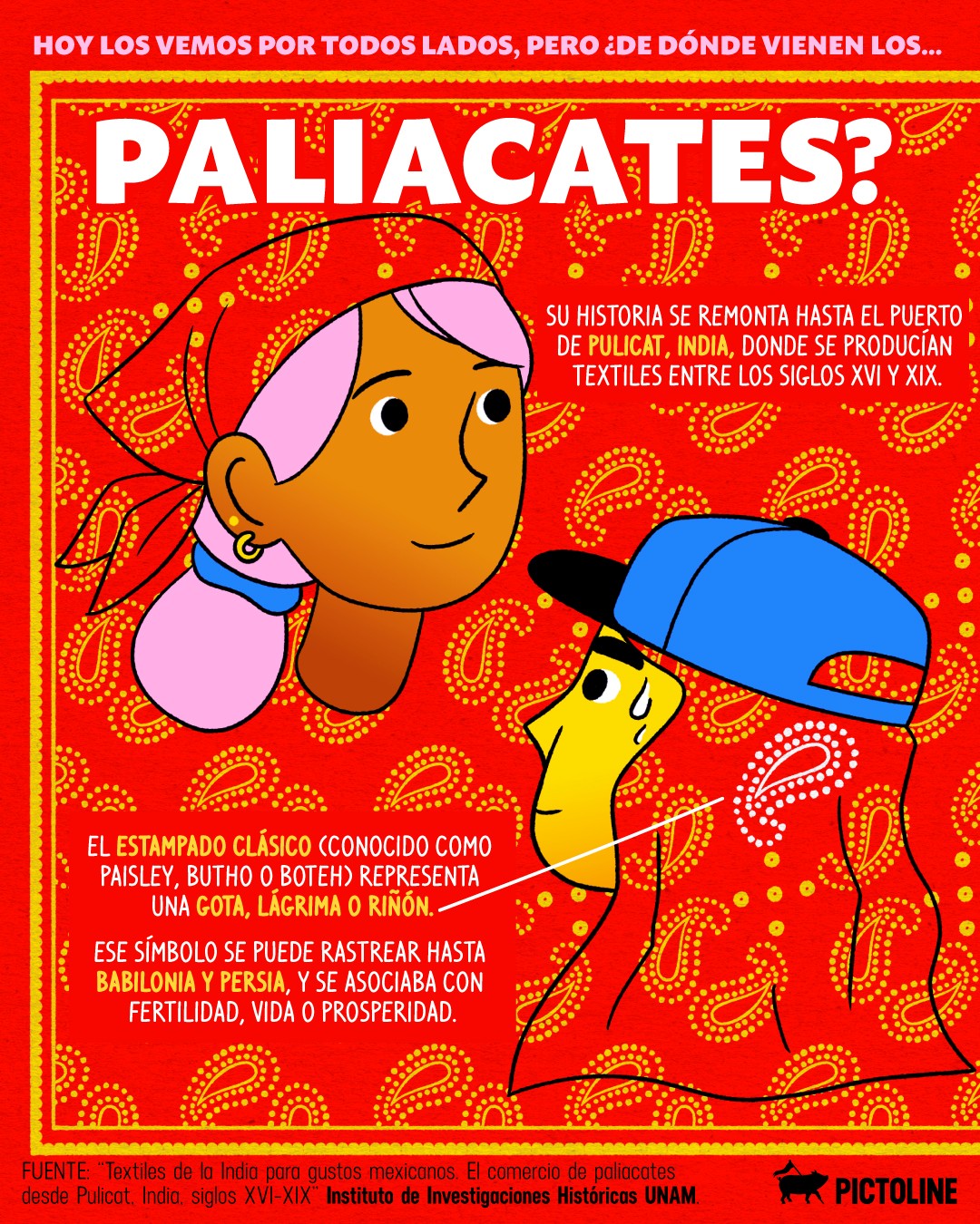 🧶 Un estampado que guarda siglos de historia 🧵⁣ ⁣ #paliacate #paisley #textiles #estampados #historia #moda #cultura #sociedad #pictoline