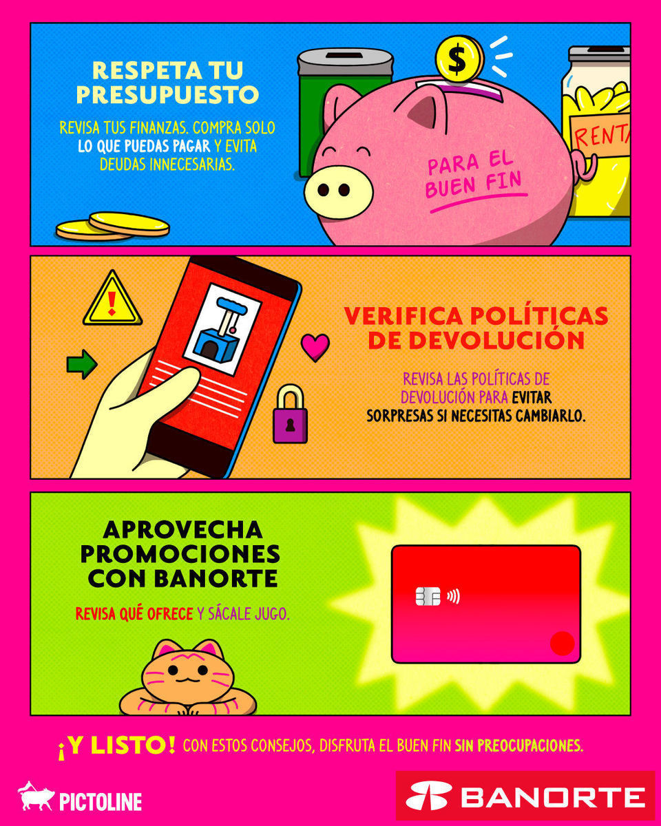 Si ya estás bien ready para aplicar el “me lo merezco” 😎 ✈️ 👜 💄 mejor prepárate y compra de forma inteligente 💳 👌⁣ ⁣ #buenfin2025 #buenfin #compras #promociones #pictoline