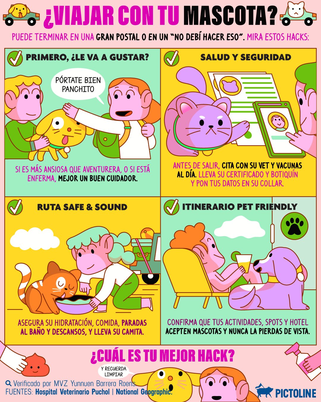 Viajar con tu mascota puede terminar en una gran postal o en todo un “no debí hacer eso” 🐱🐶🚗 Checa qué debes considerar si piensas hacerlo 📝 #mascotas #gatos #perros #petlovers #catlovers #dogs #mascotasfelices #viajes #travel #roadtrip