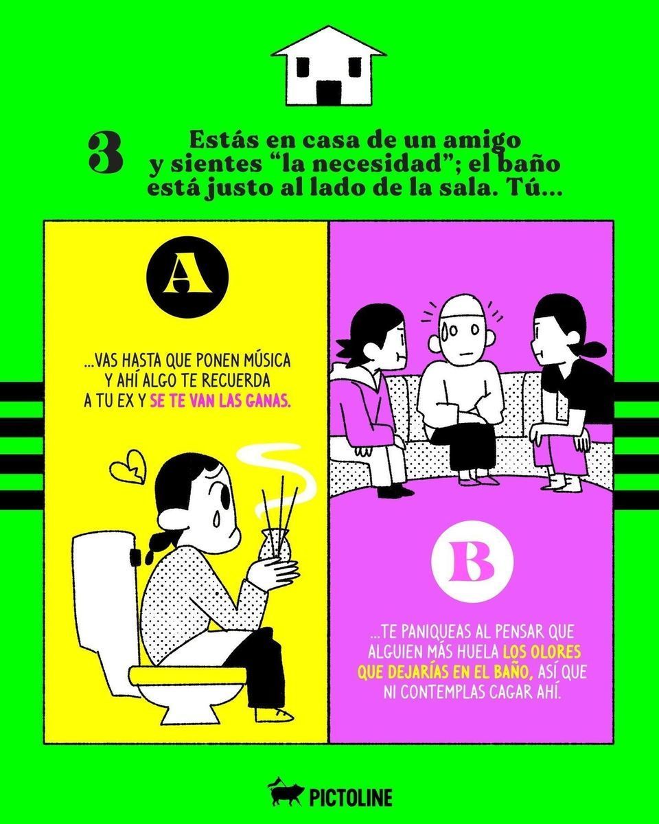 💬 “Relájate, es solo un baño”.⁣ Mi colon: 🚫 Error 404 (privacidad no encontrada) 🚽🪠⁣ ⁣ ⁣ #bañospublicos #wc #higiene #ansiedad #saludmental #salud #pictoline