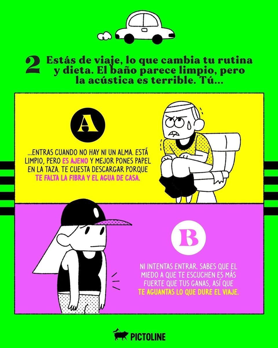 💬 “Relájate, es solo un baño”.⁣ Mi colon: 🚫 Error 404 (privacidad no encontrada) 🚽🪠⁣ ⁣ ⁣ #bañospublicos #wc #higiene #ansiedad #saludmental #salud #pictoline