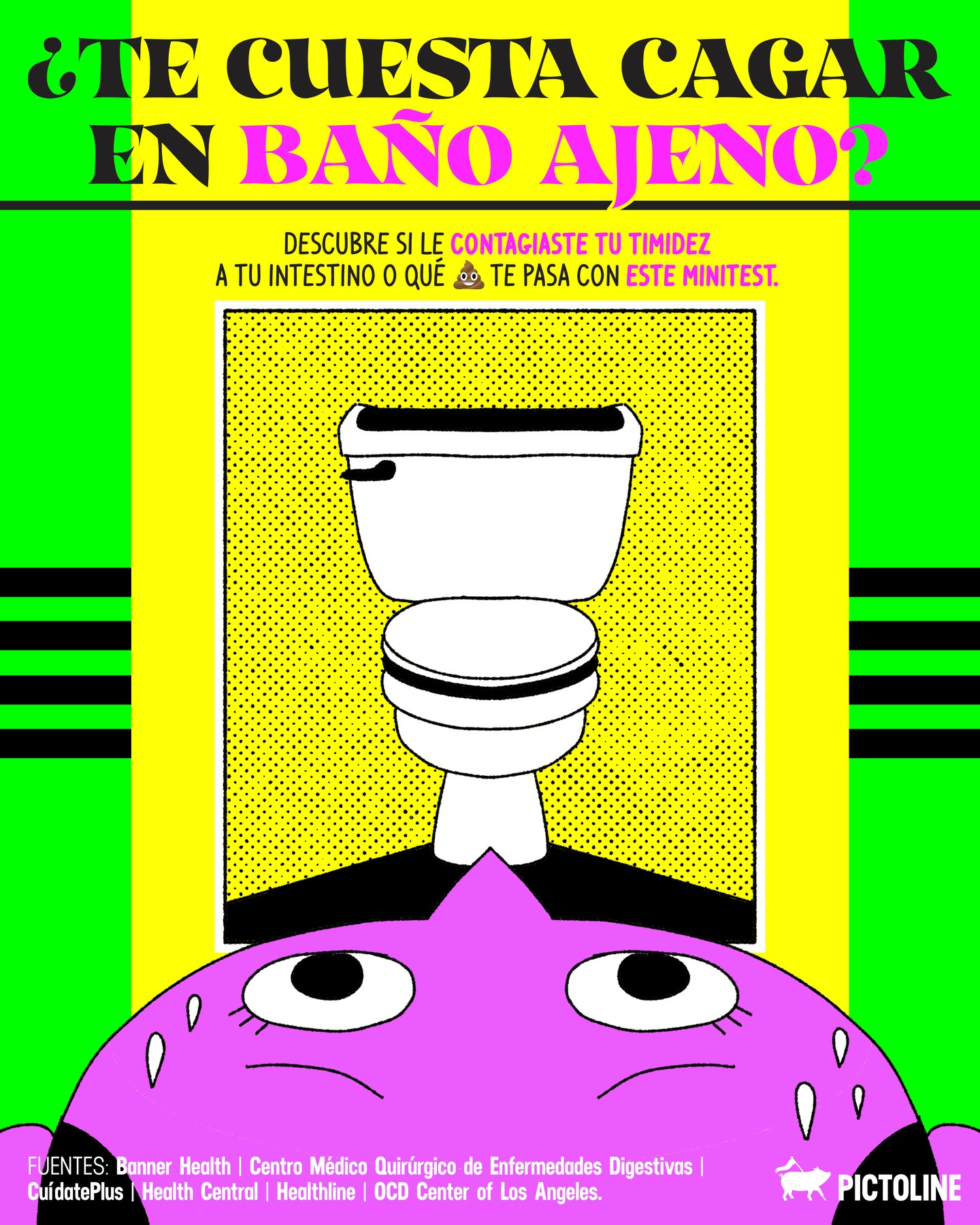 💬 “Relájate, es solo un baño”.⁣ Mi colon: 🚫 Error 404 (privacidad no encontrada) 🚽🪠⁣ ⁣ ⁣ #bañospublicos #wc #higiene #ansiedad #saludmental #salud #pictoline