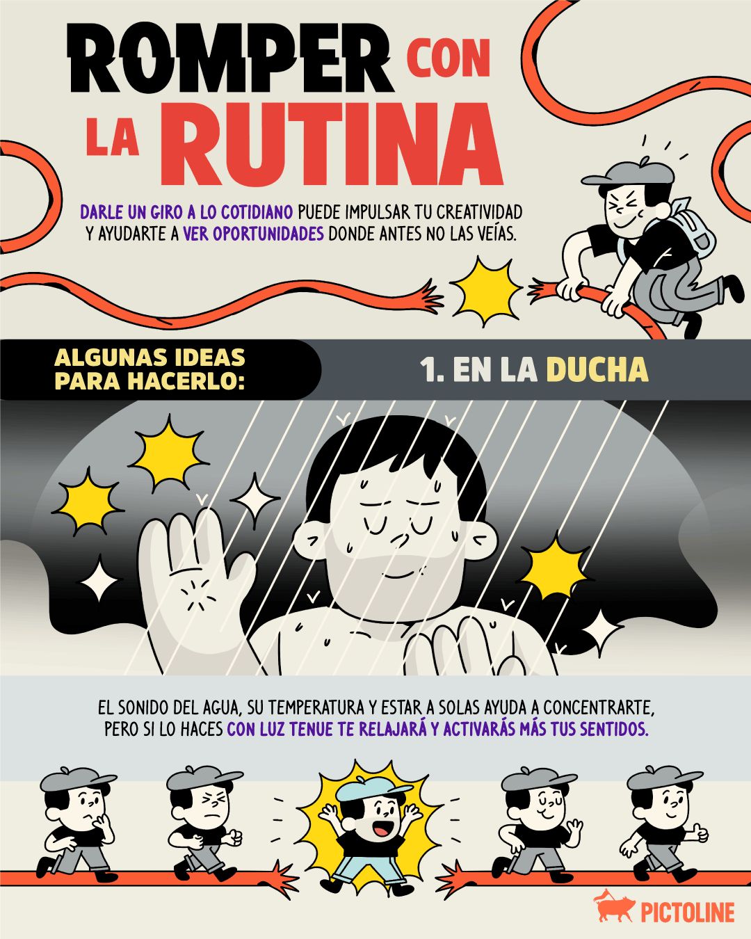 ✨ Hoy es buen día para romper con la rutina ✂️⁣ ⁣ #creatividad #rutina #feriado #habitos #hobbies #inspiración #saludmental #emociones #pictoline