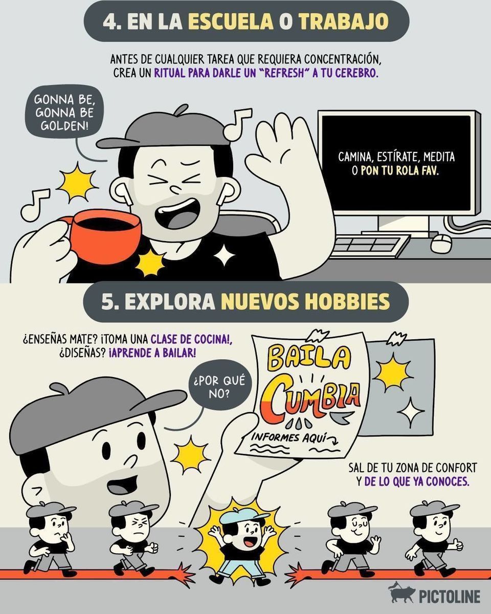 ✨ Hoy es buen día para romper con la rutina ✂️⁣ ⁣ #creatividad #rutina #feriado #habitos #hobbies #inspiración #saludmental #emociones #pictoline