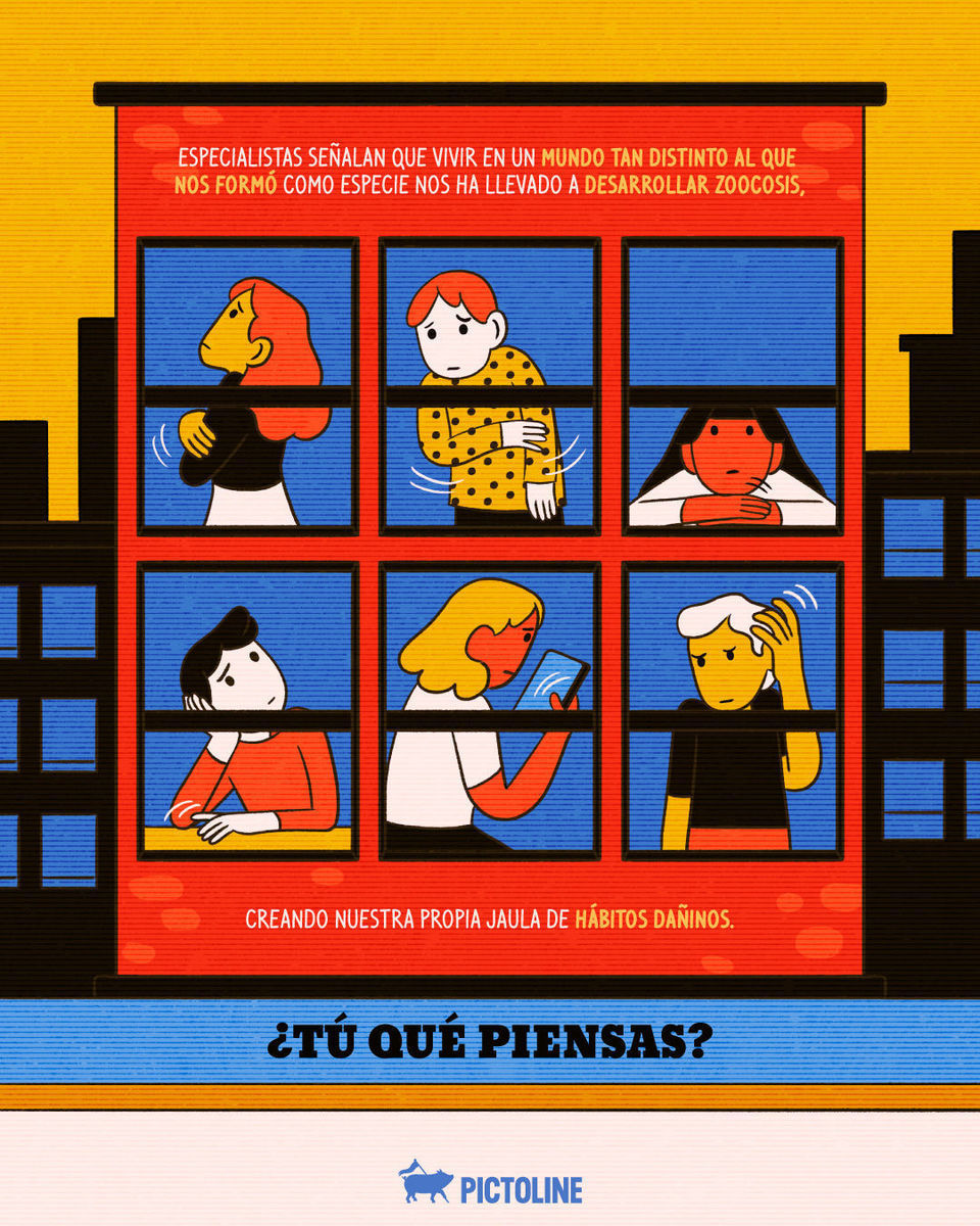 A veces no se necesitan barrotes para vivir en cautiverio 😵‍💫🔄⁣ ⁣ #zoocosis #cautiverio #animales #rutina #naturaleza #datocurioso #comportamientohumano #habitos #psicología #saludmental #pictoline