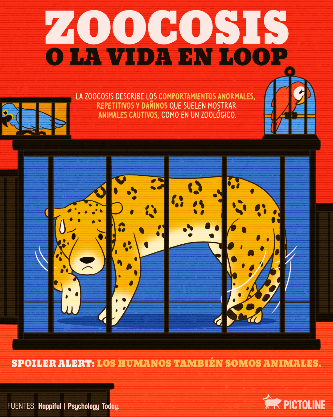 A veces no se necesitan barrotes para vivir en cautiverio 😵‍💫🔄⁣ ⁣ #zoocosis #cautiverio #animales #rutina #naturaleza #datocurioso #comportamientohumano #habitos #psicología #saludmental #pictoline