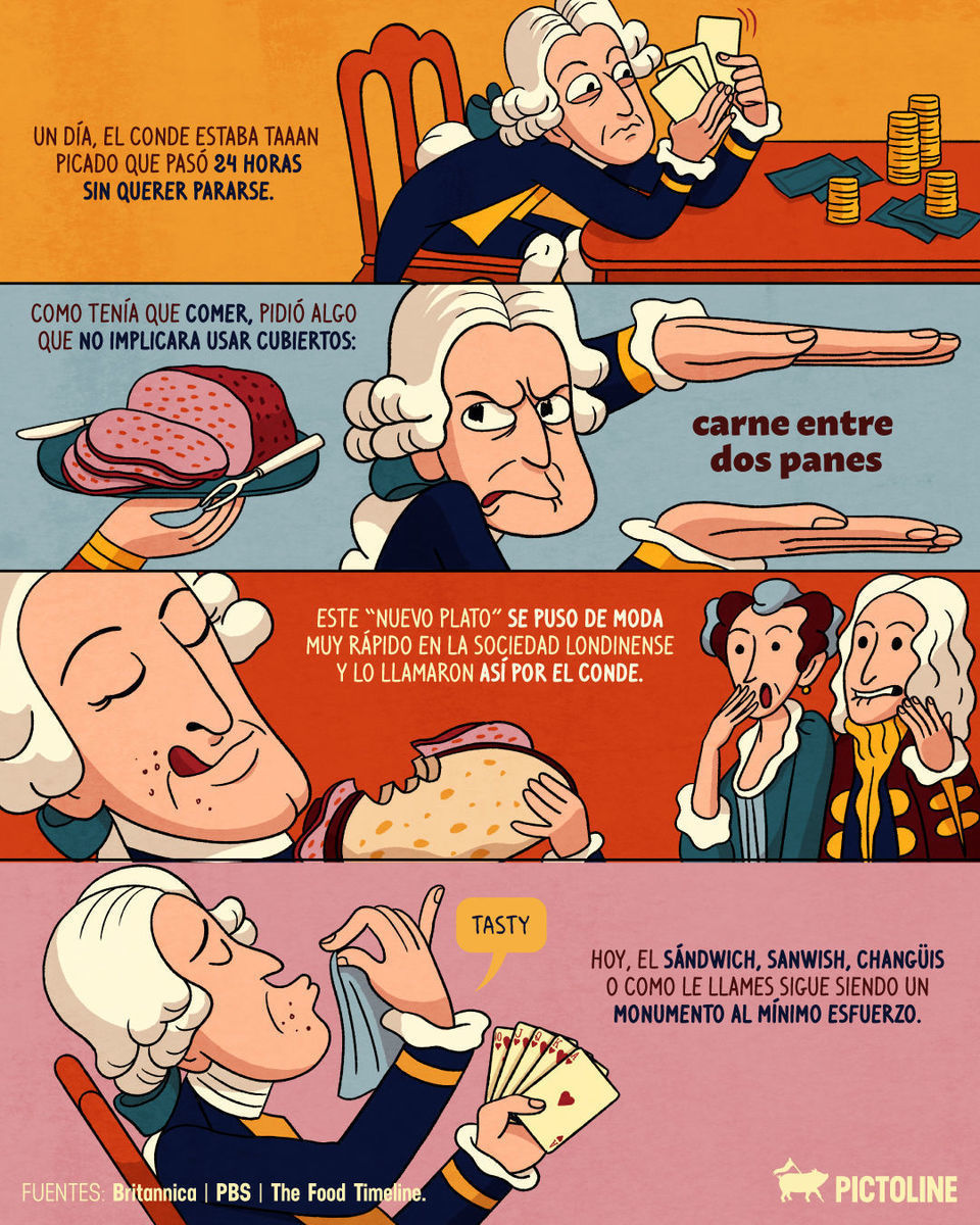 El sándwich ✨🥪✨ es rápido, fácil y práctico porque así se le antojó al vicioso conde a quien le debemos el nombre ♠️👌⁣ ⁣ #sandwich #snack #lunch #alimentos #sandwiches #datoscuriosos #comida #cultura #historia #pictoline