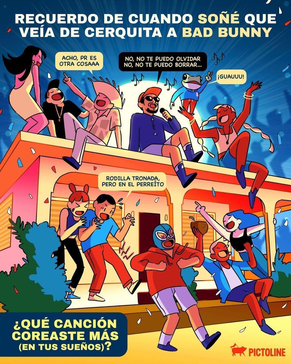 🐸🐰 Acho, ¡Puerto Rico es otra cosa y Bad Bunny en “La casita” también! 🤩🏠🎶🎤 #badbunny #conciertos #méxico #música #entretenimiento #actualidad #pictoline