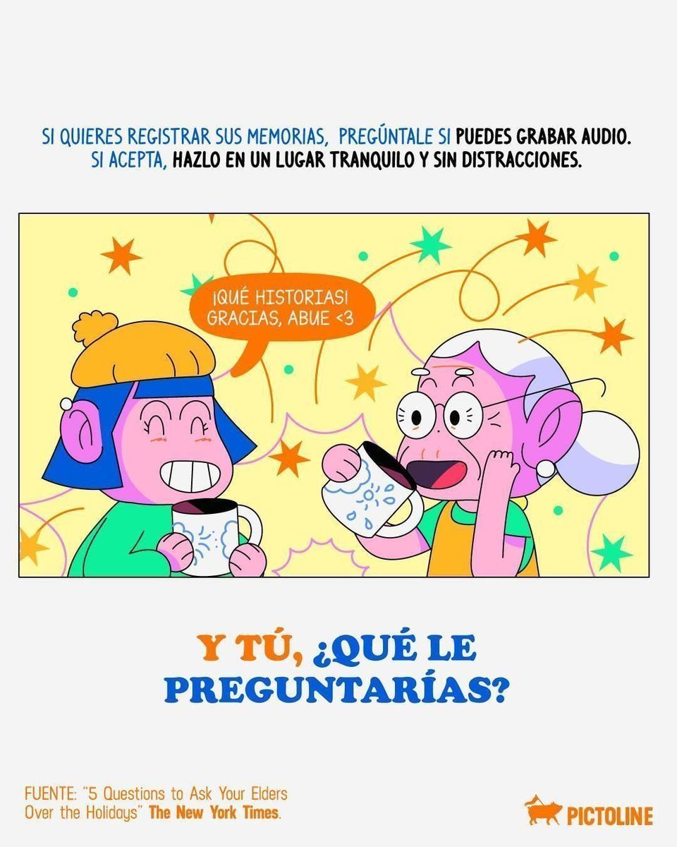 📸 "Debí tirar más fotos", sí, pero también debí hablarte más 😭 Aprovecha para hacer estas preguntas a quien más quieres 💕💭 #navidad #findeaño #familia #fiestas #cultura #sociedad #pictoline