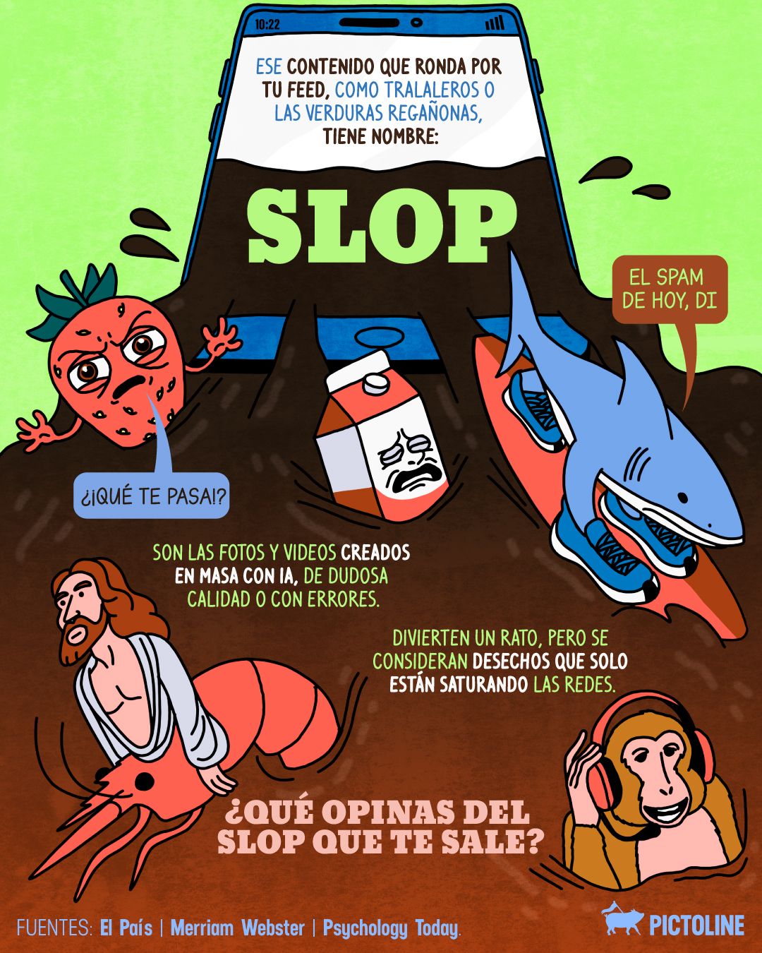 🔎 Se abre debate: ¿te la estás pasando bien raro con la comida regañona o te gusta? 🍓📲👀 ⁣ ⁣ #slop #aivideo #inteligenciaartificial #socialmedia #redessociales #sociedad #pictoline