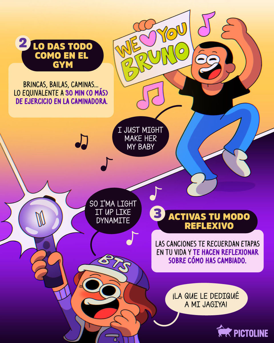 ¿Qué por qué amamos ir a los conciertos? Pues… ❤️‍🩹🎤🎵⁣ ⁣ #música #conciertos #ciencia #salud #music #pictoline