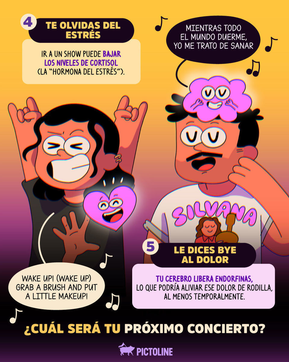 ¿Qué por qué amamos ir a los conciertos? Pues… ❤️‍🩹🎤🎵⁣ ⁣ #música #conciertos #ciencia #salud #music #pictoline